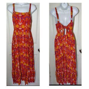 Abel The Label Marrakesh Summer Lovin' Orange Purple Ruffle Maxi Dress XS